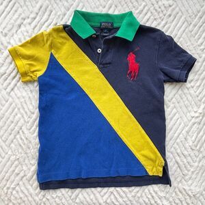 Polo Ralph Lauren Size 6 Colorblock Polo Shirt Big Pony Blue Yellow